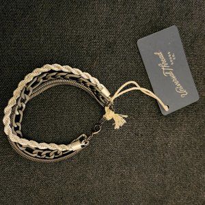 New With Tags Worn Hematite Triple Strand Bracelet Universal Threads Lobster Cla